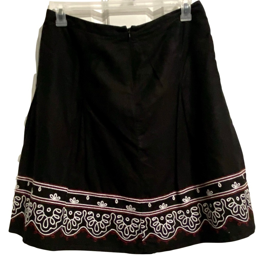 Ann Taylor Loft Skirt Women's Casual Black Fit & Flare Embroidered Size 10